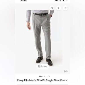 Perry Ellis Charcoal Slim Fit Trousers size 31 x 30 dress pants slacks